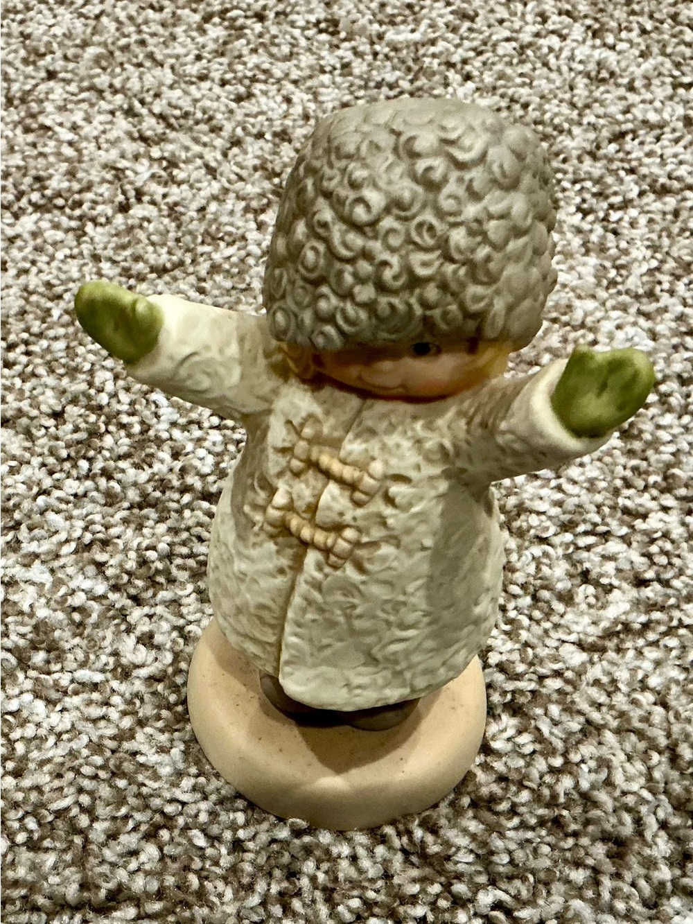 Enesco Cream and Green Winter Child Figurine
